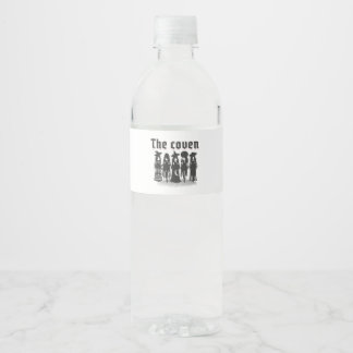 coven mystical bachelorette party black and white water bottle label