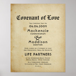 "Covenant of Love" LifePartners WeddingCertificate Poster
