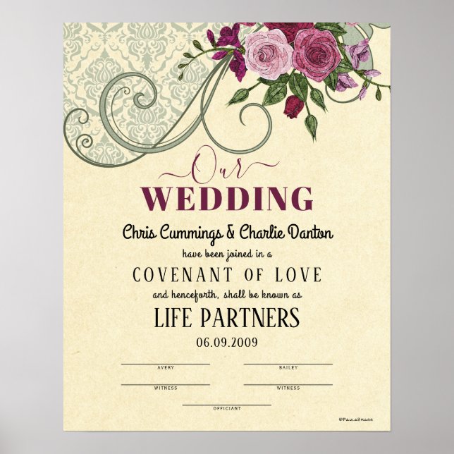 "Covenant of Love" LifePartners WeddingCertificate Poster (Front)