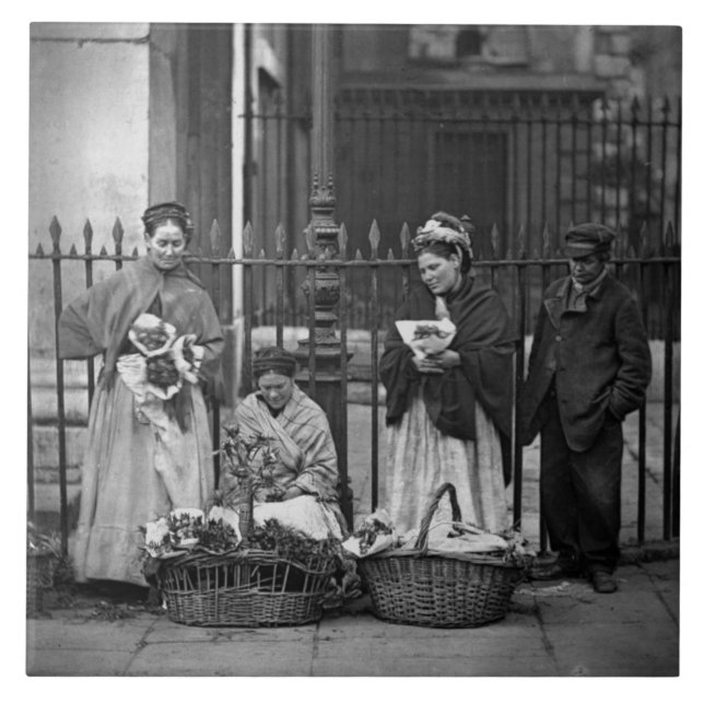 Covent Garden Flower Women, from 'Street Life in L Ceramic Tile (Front)
