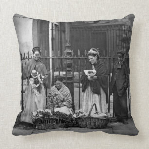 Covent Garden Flower Women, from 'Street Life in L Cushion