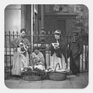 Covent Garden Flower Women, from 'Street Life in L Square Sticker