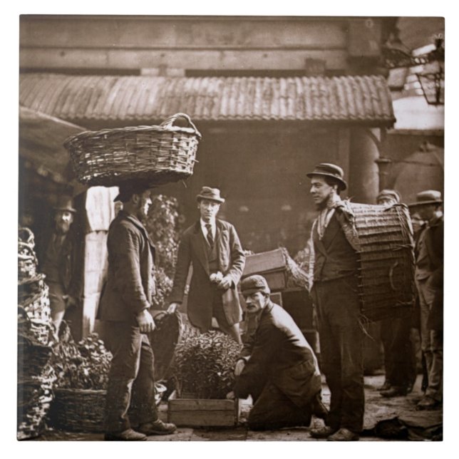 Covent Garden Labourers (woodburytype) Tile (Front)