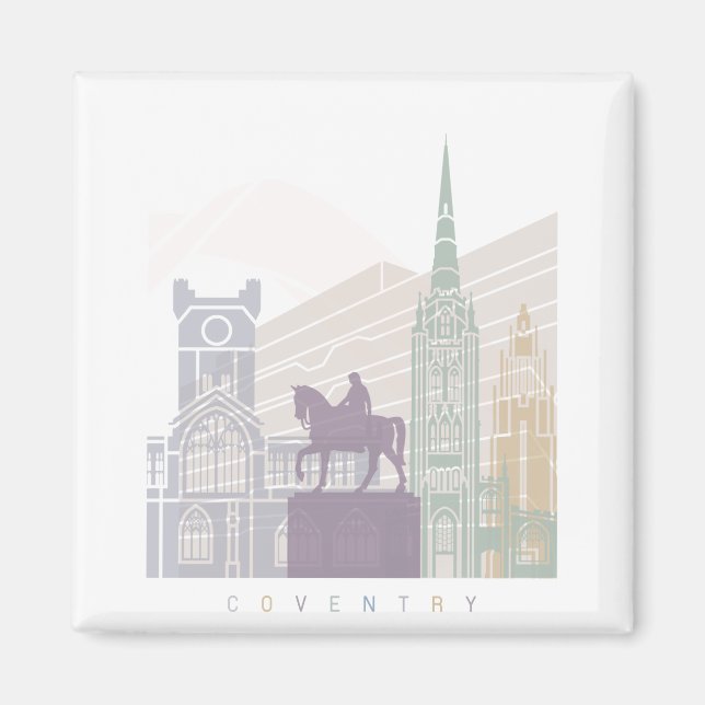 COVENTRY SKYLINE POSTER PASTEL MAGNET (Front)
