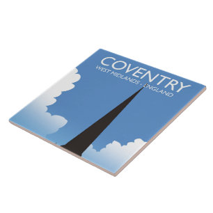 Coventry West Midlands England Train travel poster Ceramic Tile