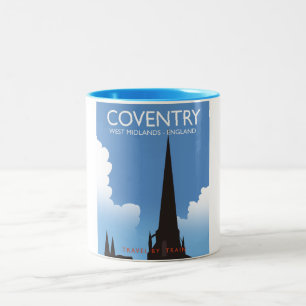 Coventry West Midlands England Train travel poster Two-Tone Coffee Mug