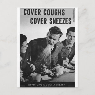 Cover coughs cover sneezes postcard