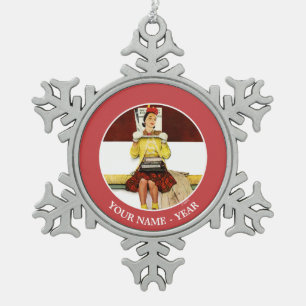 Cover Girl Snowflake Pewter Christmas Ornament