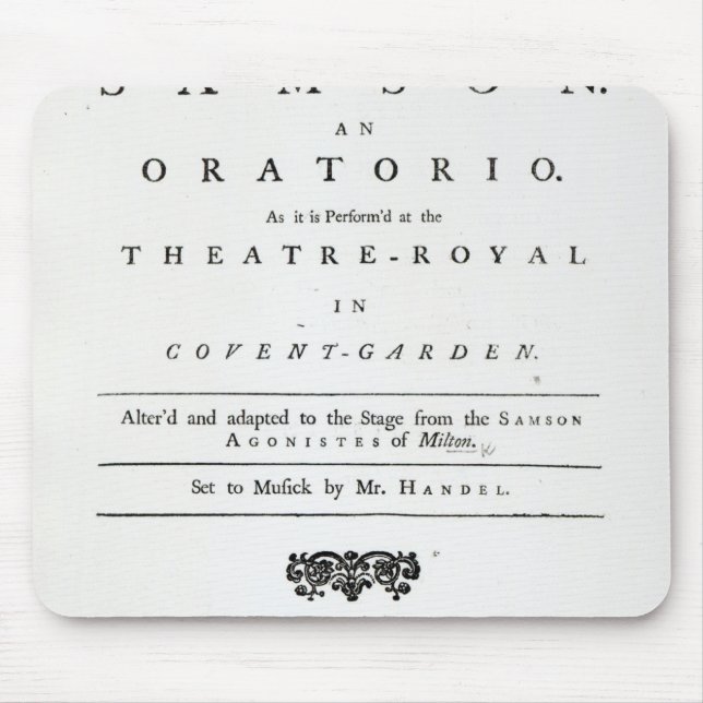 Cover of Sheet Music for Samson Mouse Pad (Front)