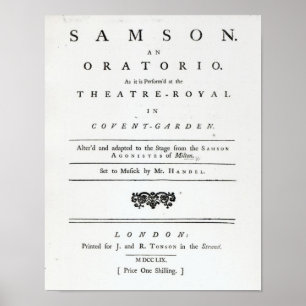 Cover of Sheet Music for Samson Poster