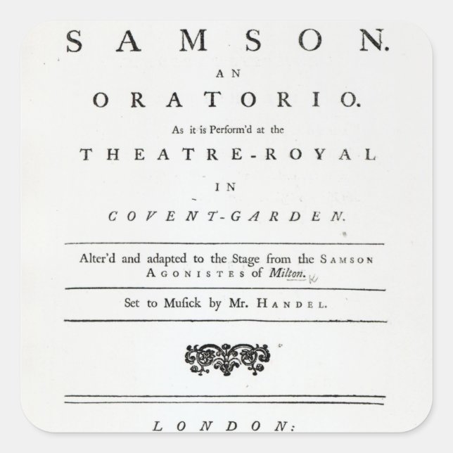 Cover of Sheet Music for Samson Square Sticker (Front)