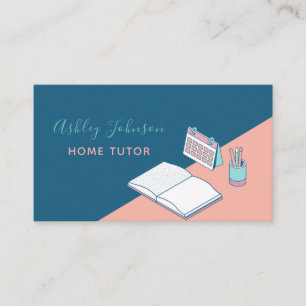 Cover Teacher Private Home Tutor Two Colour Elegan Business Card