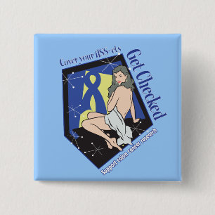 Cover Your Assets GET Checked - Colon Cancer 15 Cm Square Badge