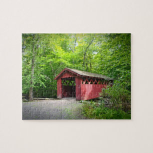 Covered Bridge At Chatfield Hollow Jigsaw Puzzle