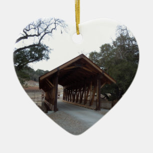 Covered Bridge at Halter Ranch, Paso Robles Ceramic Tree Decoration