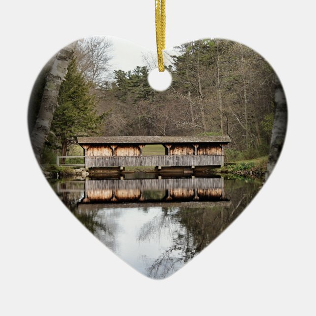 Covered Bridge Ceramic Ornament (Front)