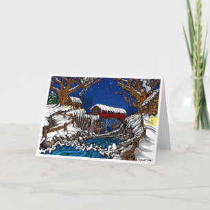 Covered Bridge Christmas Greeting Card