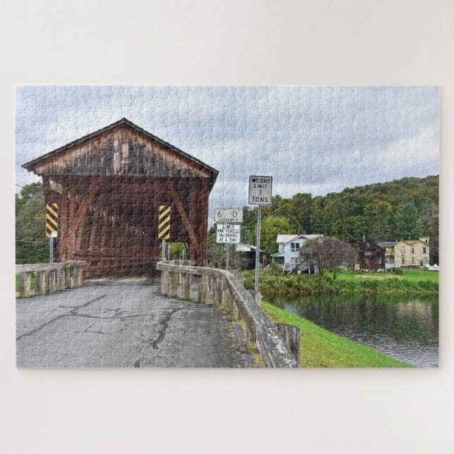 Covered Bridge, Downsville, New York Jigsaw Puzzle (Horizontal)