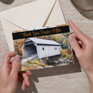 Covered Bridge Fall Foliage Pastor Appreciation  Thank You Card