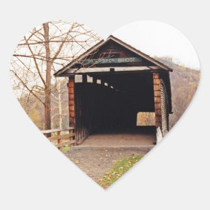 Covered Bridge Heart Sticker
