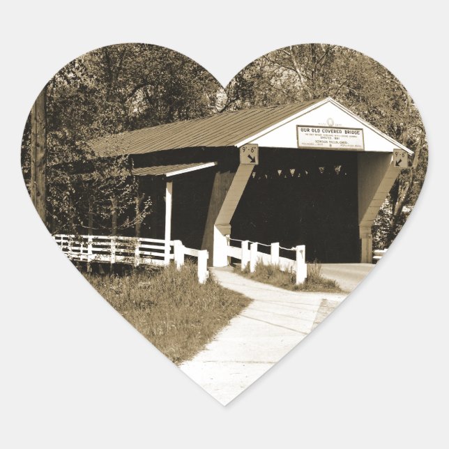 Covered Bridge Heart Sticker (Front)