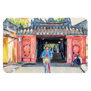 Covered Bridge Hoi An, Vietnam Asia Watercolor Magnet