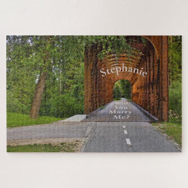 Covered Bridge in Forest Marriage Proposal Puzzle (Horizontal)