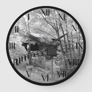 Covered Bridge in New England Large Clock