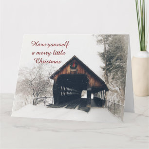 Covered Bridge In Snow Christmas Card