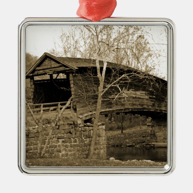 Covered Bridge Metal Ornament (Front)