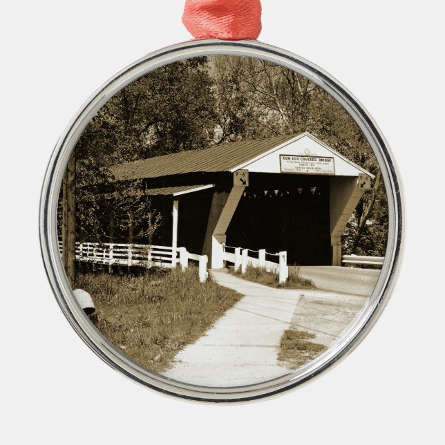 Covered Bridge Metal Tree Decoration (Front)