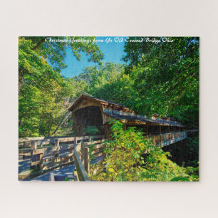 Covered Bridge Ohio.Christmas Greetings Jigsaw Puzzle