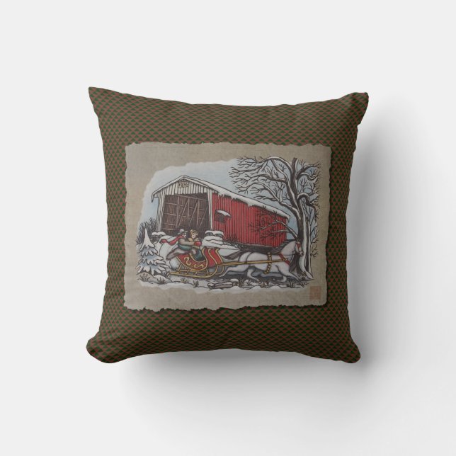 Covered Bridge & Sleigh Cushion (Front)