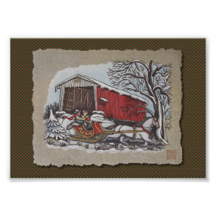 Covered Bridge & Sleigh Photo Print
