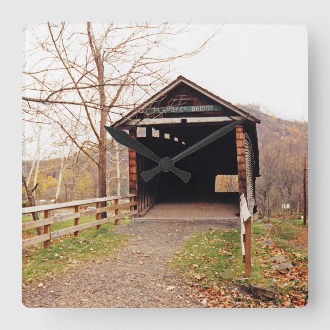 Covered Bridge Square Wall Clock (Front)