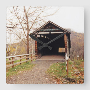 Covered Bridge Square Wall Clock