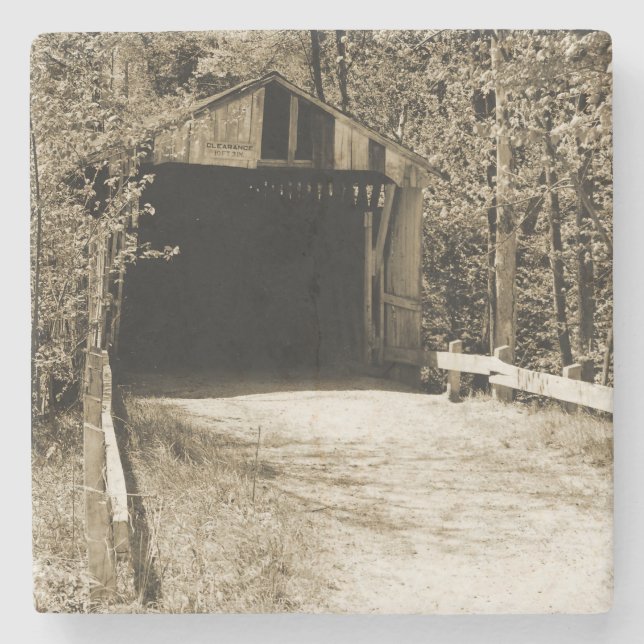 Covered Bridge Stone Coaster (Front)