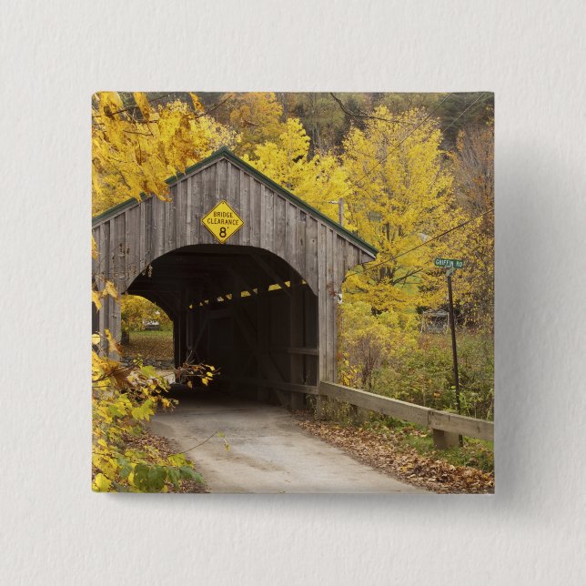 Covered bridge, Vermont, USA 2 15 Cm Square Badge (Front)