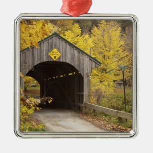 Covered bridge, Vermont, USA 2 Metal Tree Decoration