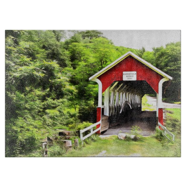Covered Bridges Glass Cutting Board (Front)