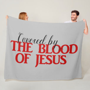 COVERED BY BLOOD OF JESUS Christian Fleece Blanket