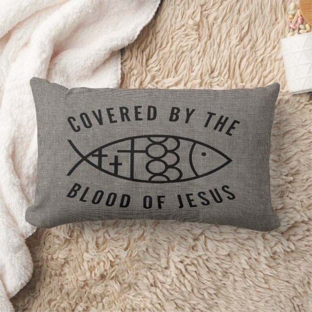 Covered By The Blood Of Jesus Lumbar Pillow (Blanket)