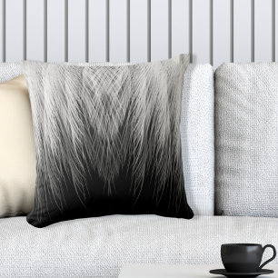 Covered in Black & White Ombre Feathers  Cushion