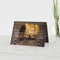 Covered Wagon Coal oil Lamps Western Card