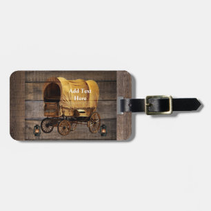 Covered Wagon Coal oil Lamps Western Luggage Tag