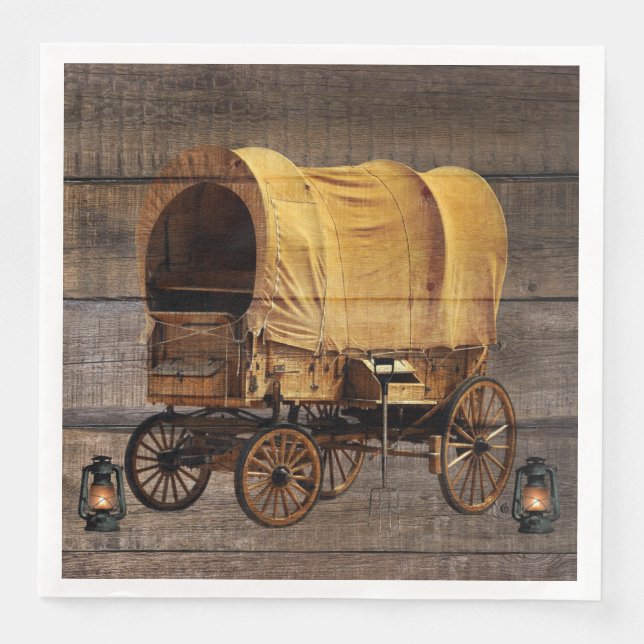Covered Wagon Coal oil Lamps Western  Napkin (Front)