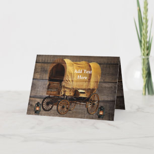 Covered Wagon Coal oil Lamps Western Thank You Ca Card
