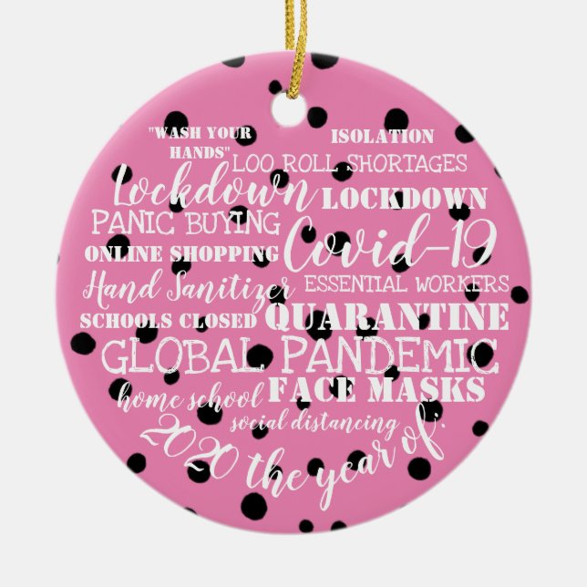 covid19 2020 the year of face masks isolation ceramic ornament (Front)