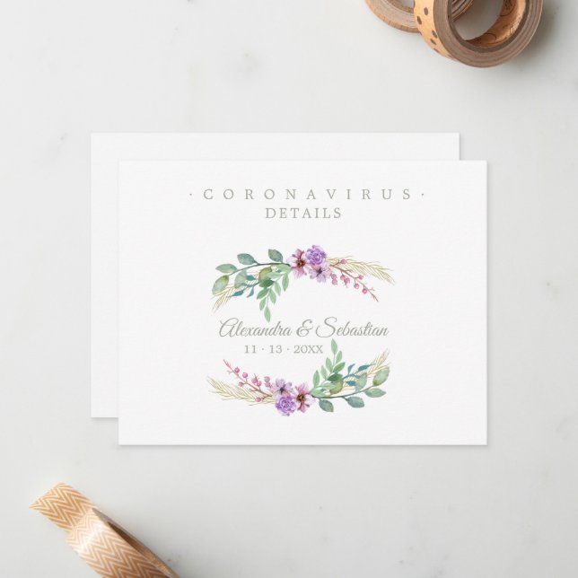Covid19 Details Sophisticated Lilac Chic Wreath Card (Front/Back In Situ)