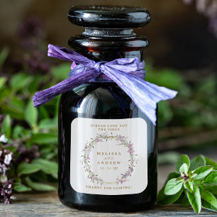 Covid19 Lilac Floral Wreath Wedding Sanitizer Gel Square Sticker